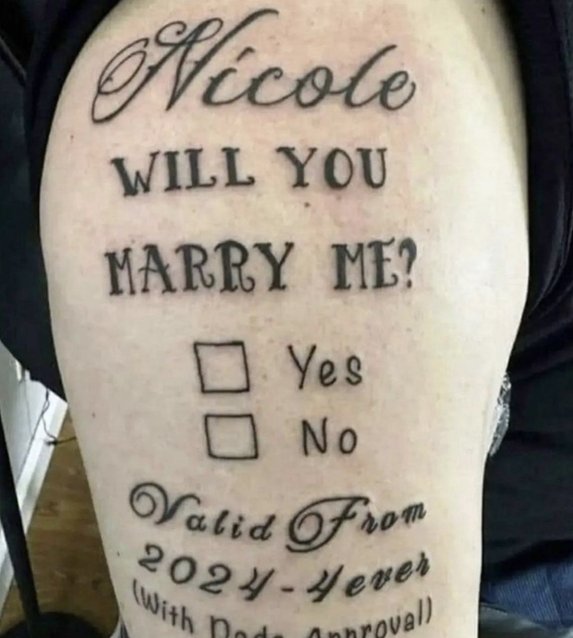 tattoo - Nicole Will You Marry Me? Yes No Valid From 20244ever With n rovall